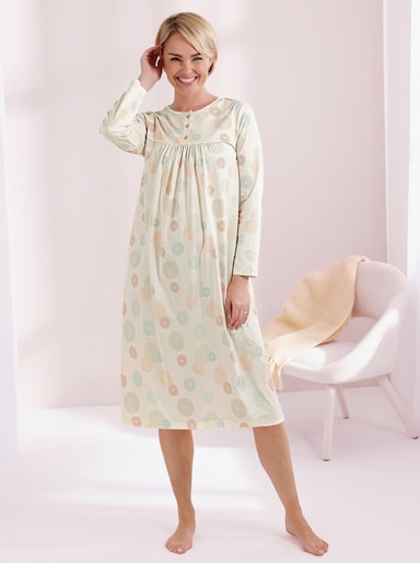 wäschepur Nachthemd bedruckt - champagner-sand-bedruckt