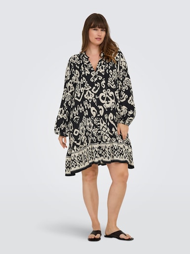 ONLY CARMAKOMA Sommerkleid - black aop:white