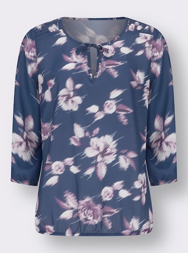 Blouse - marine/rosé bedrukt