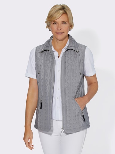 Steppweste mit Reißverschluss-Taschen - steingrau