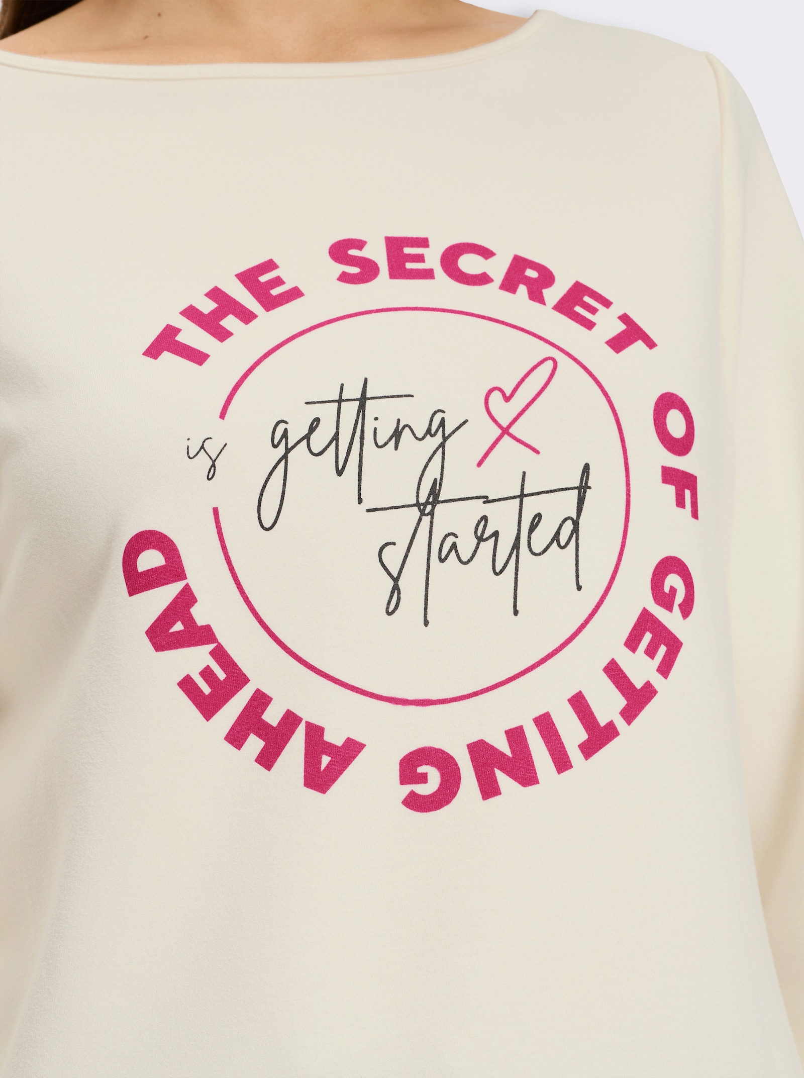 Sweatshirt mit Lettering-Motiv - champagner-schwarz-bedruckt