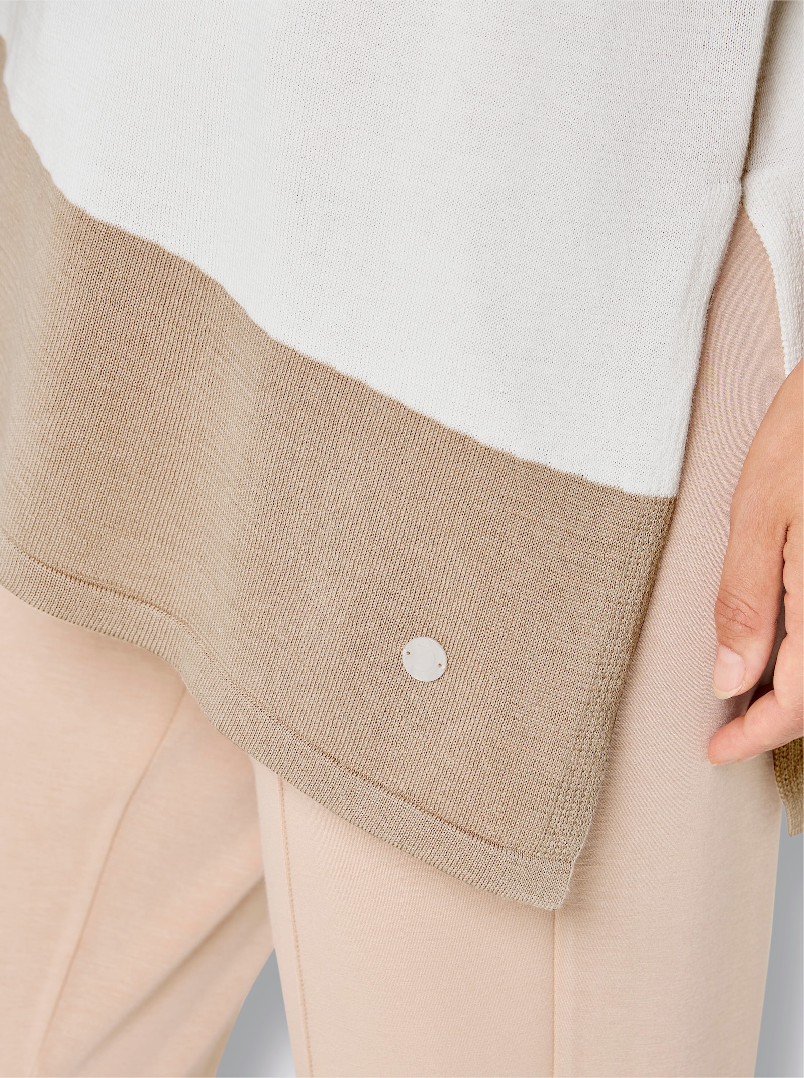 CREATION L PREMIUM Longpullover mit U-Boot-Ausschnitt - ecru-beige