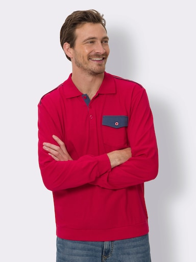 Langarm-Poloshirt - rot