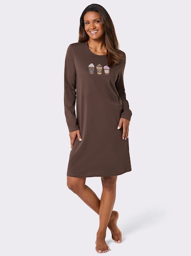 Comtessa Sleepshirt - schoko-ecru-bedruckt