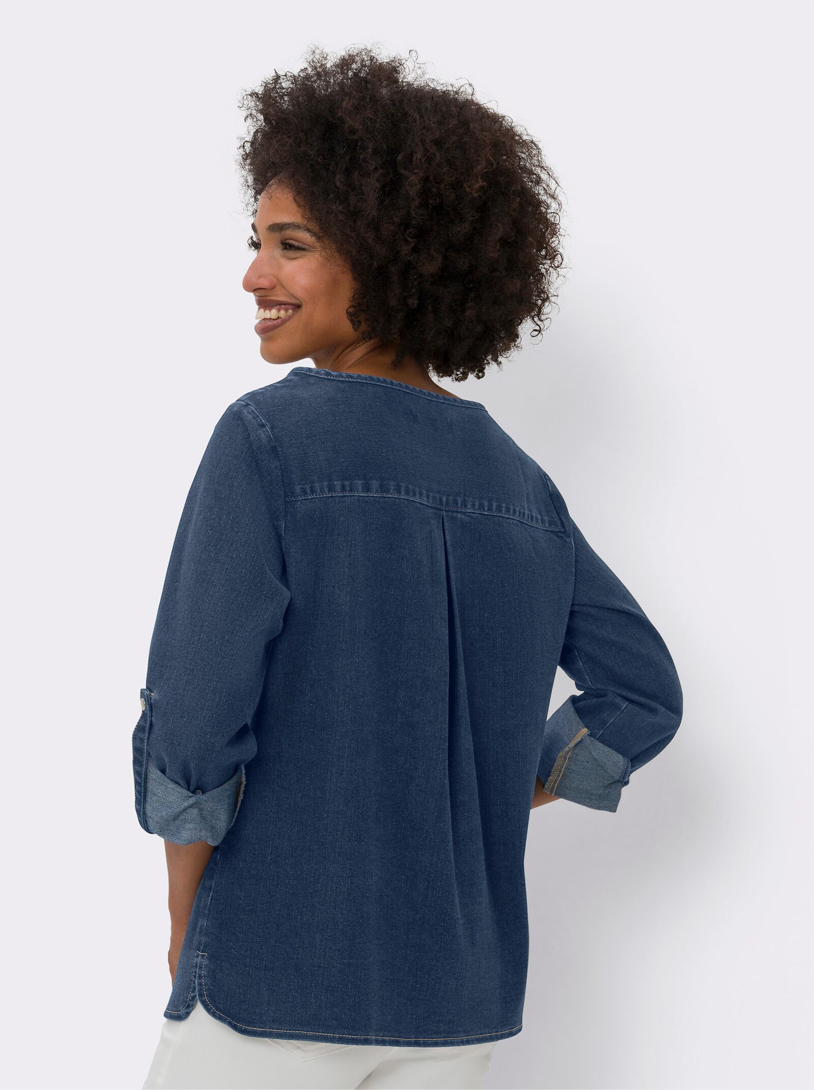 heine Jeansbluse mit Druckknöpfen - blue-stone-washed