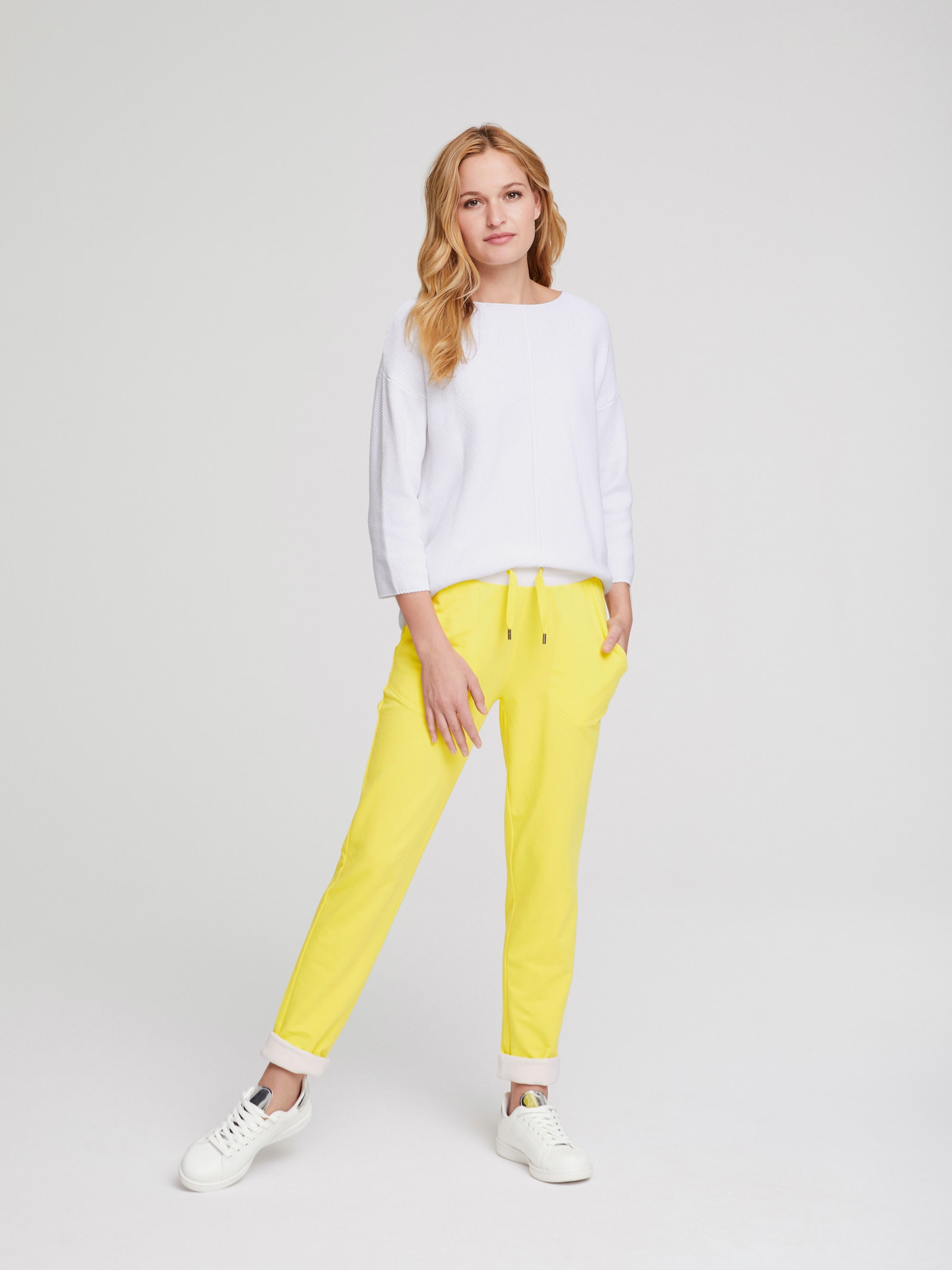 heine Gebreide pullover met effecttricot - wit