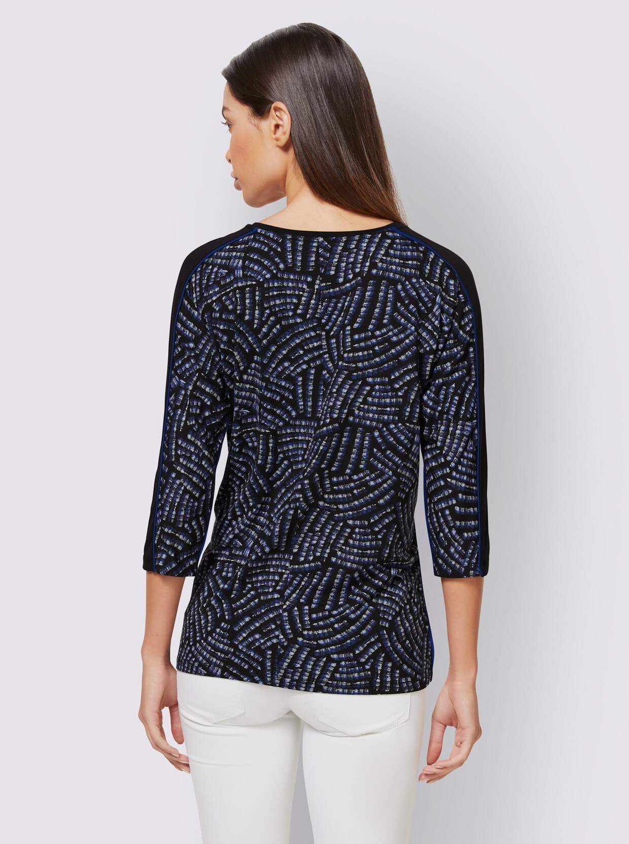 heine Druck-Shirt - royalblau-schwarz-bedruckt