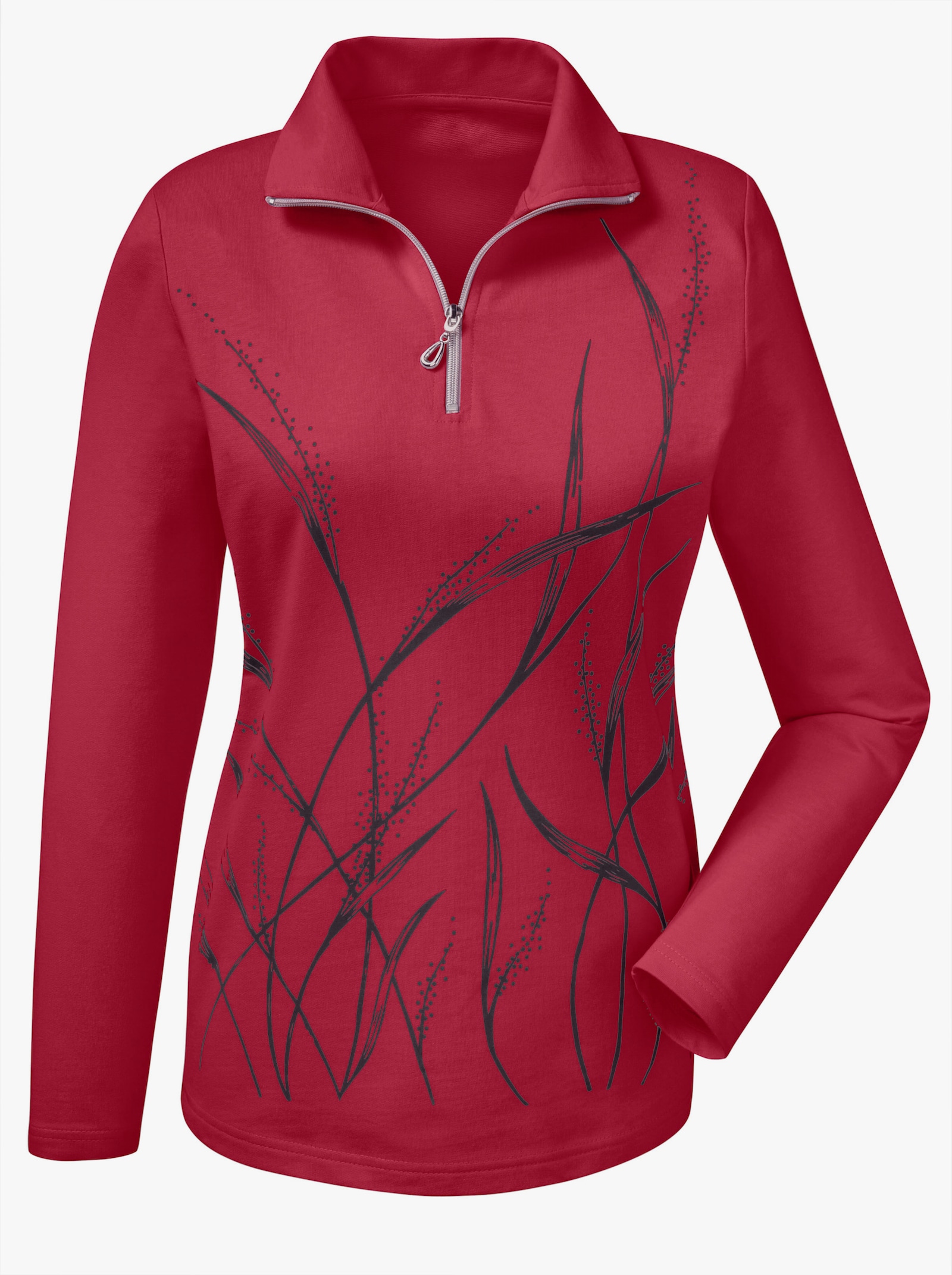 Sweatshirt mit Motiv-Druck - rot-gemustert