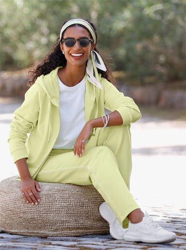 heine Hosenanzug mit Kontrastpaspelierungen - pistazie-ecru