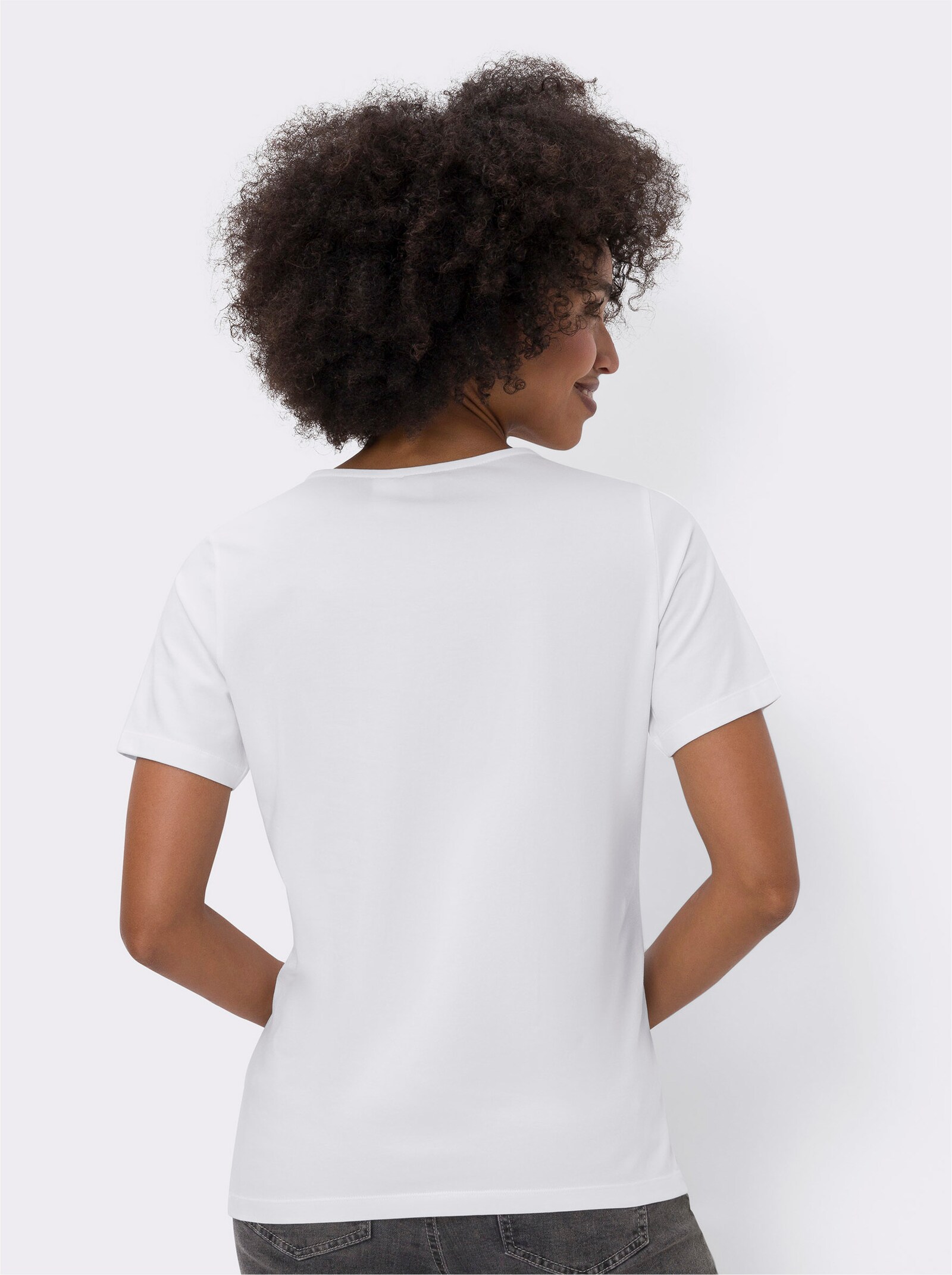 heine Shirt met korte mouwen en vlinderprint - ecru/camel