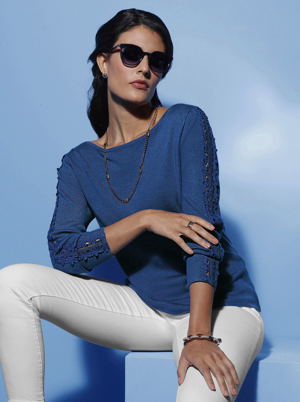 Strickpullover - royalblau