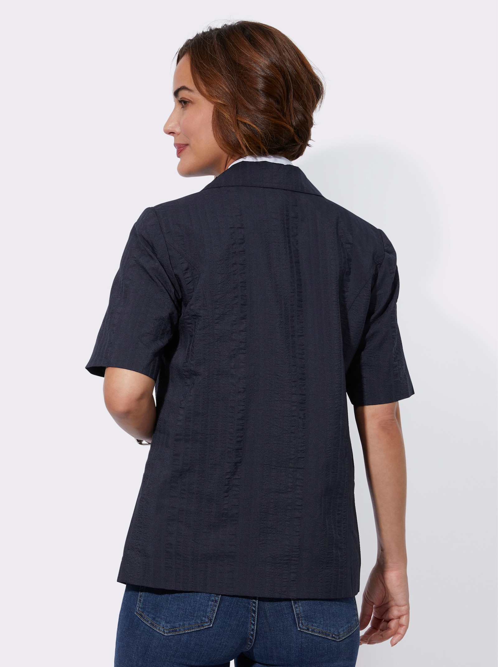 Blusenblazer in Seersucker-Qualität - marine