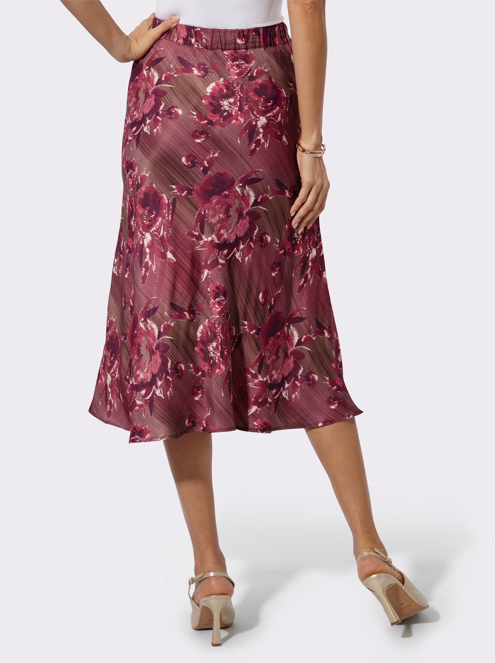 Satinrock in Bahnenform - bordeaux-braun-bedruckt