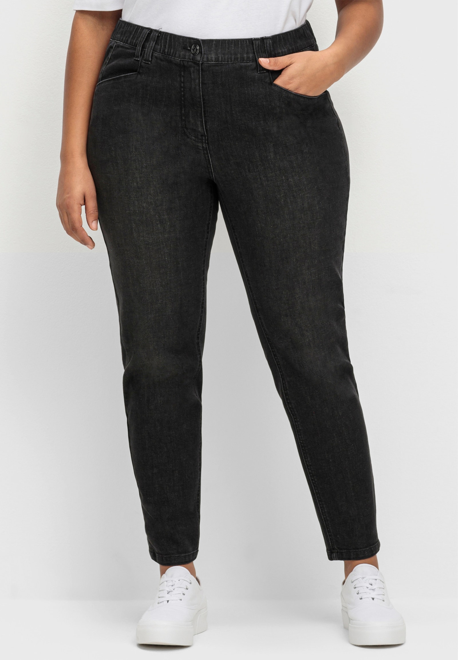 sheego Jeans met elastische band - black denim