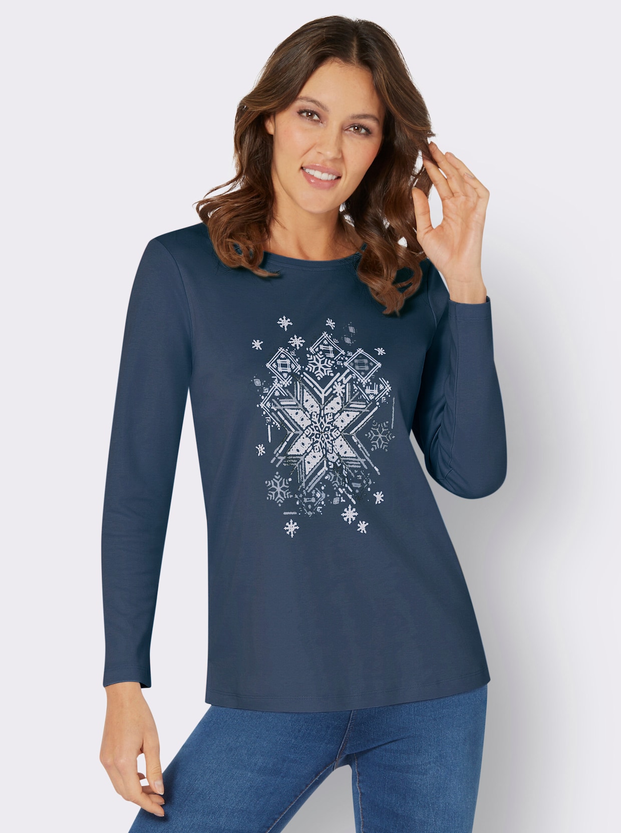 Sweatshirt - dunkelblau-weiss