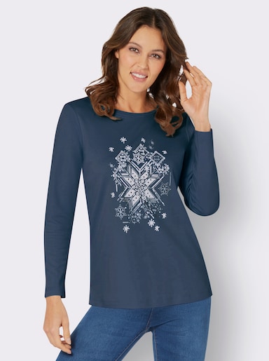 Sweatshirt - donkerblauw-wit