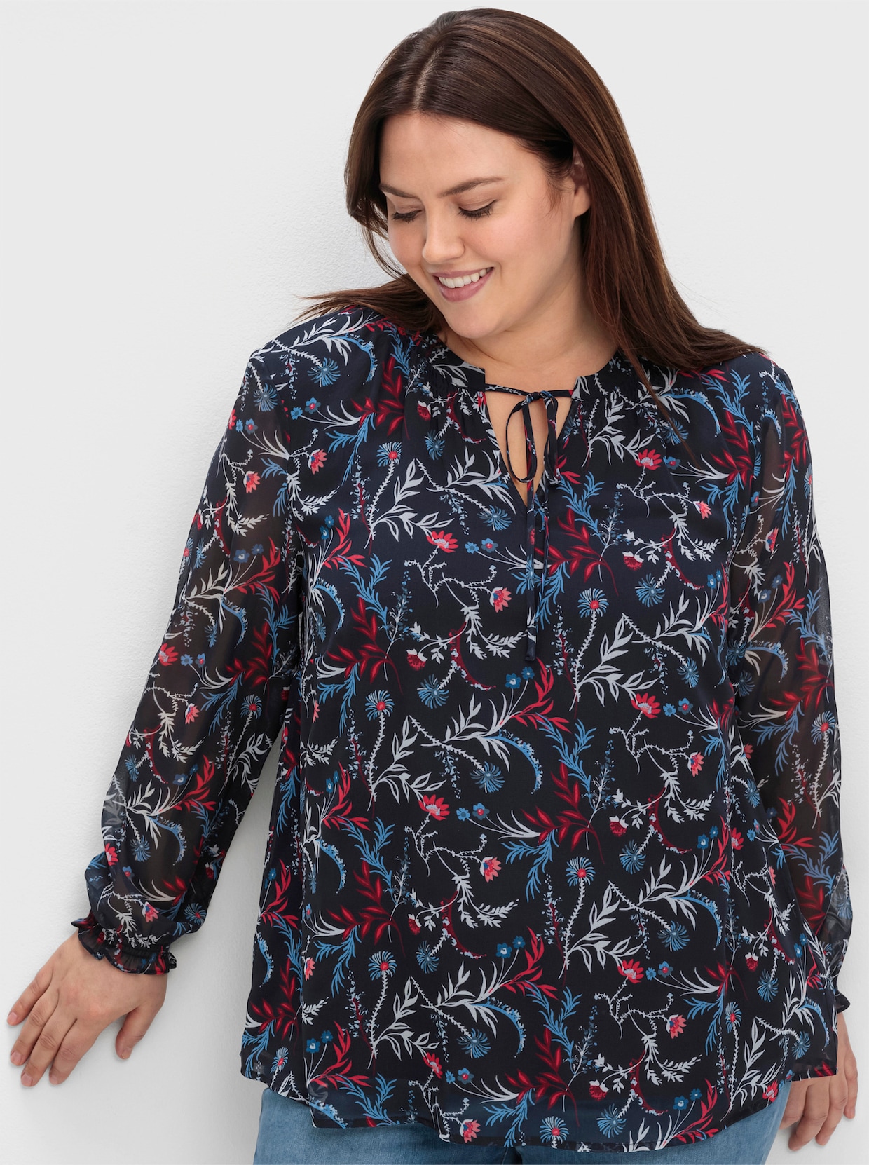 sheego Tuniek - diepblauw gedessineerd