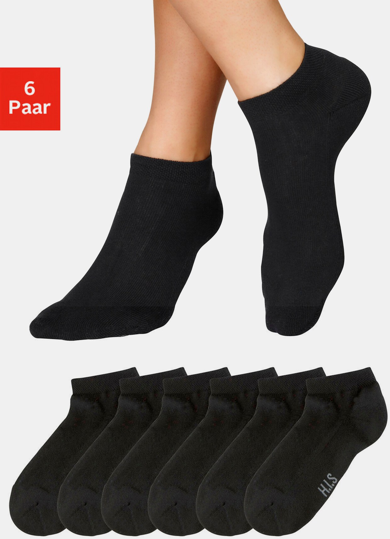 H.I.S Sneakersocken - 6x schwarz