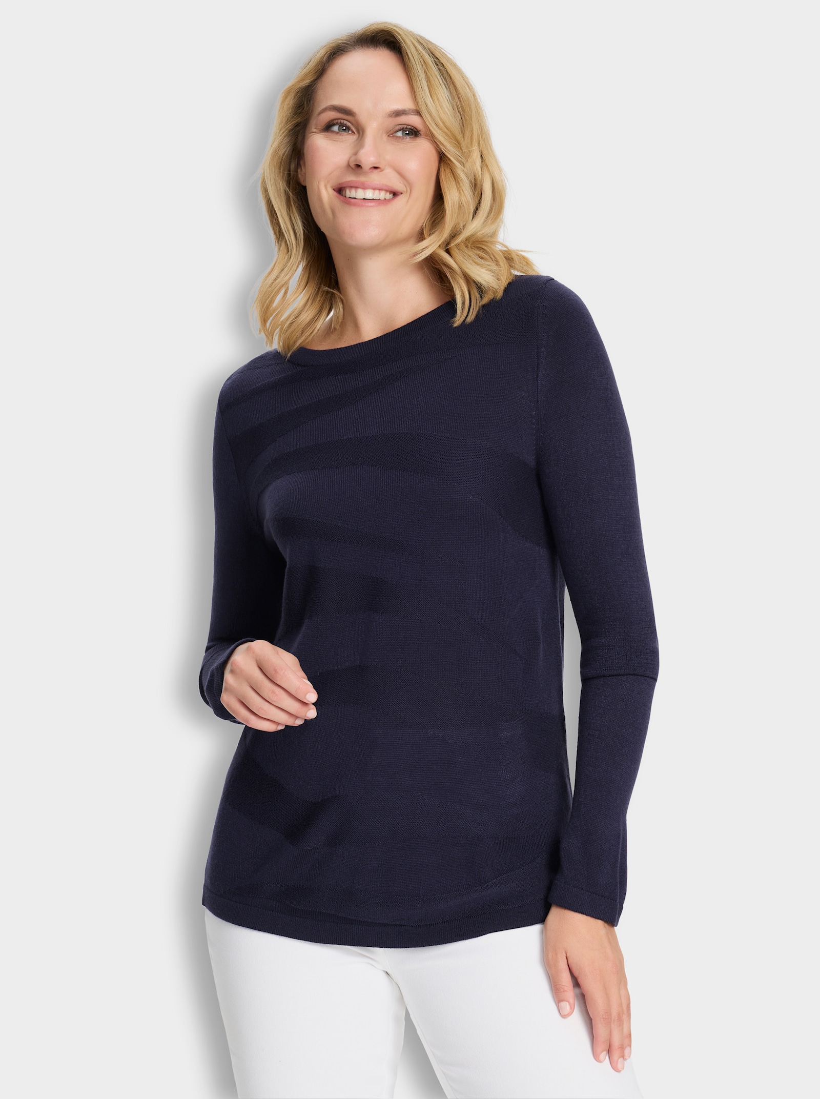 Pullover mit Strickmuster vorne - marine