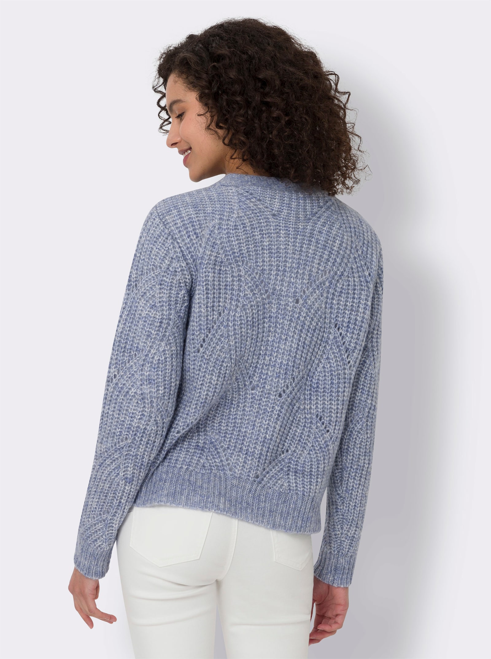 heine Cardigan im Ajour-Strick - taubenblau