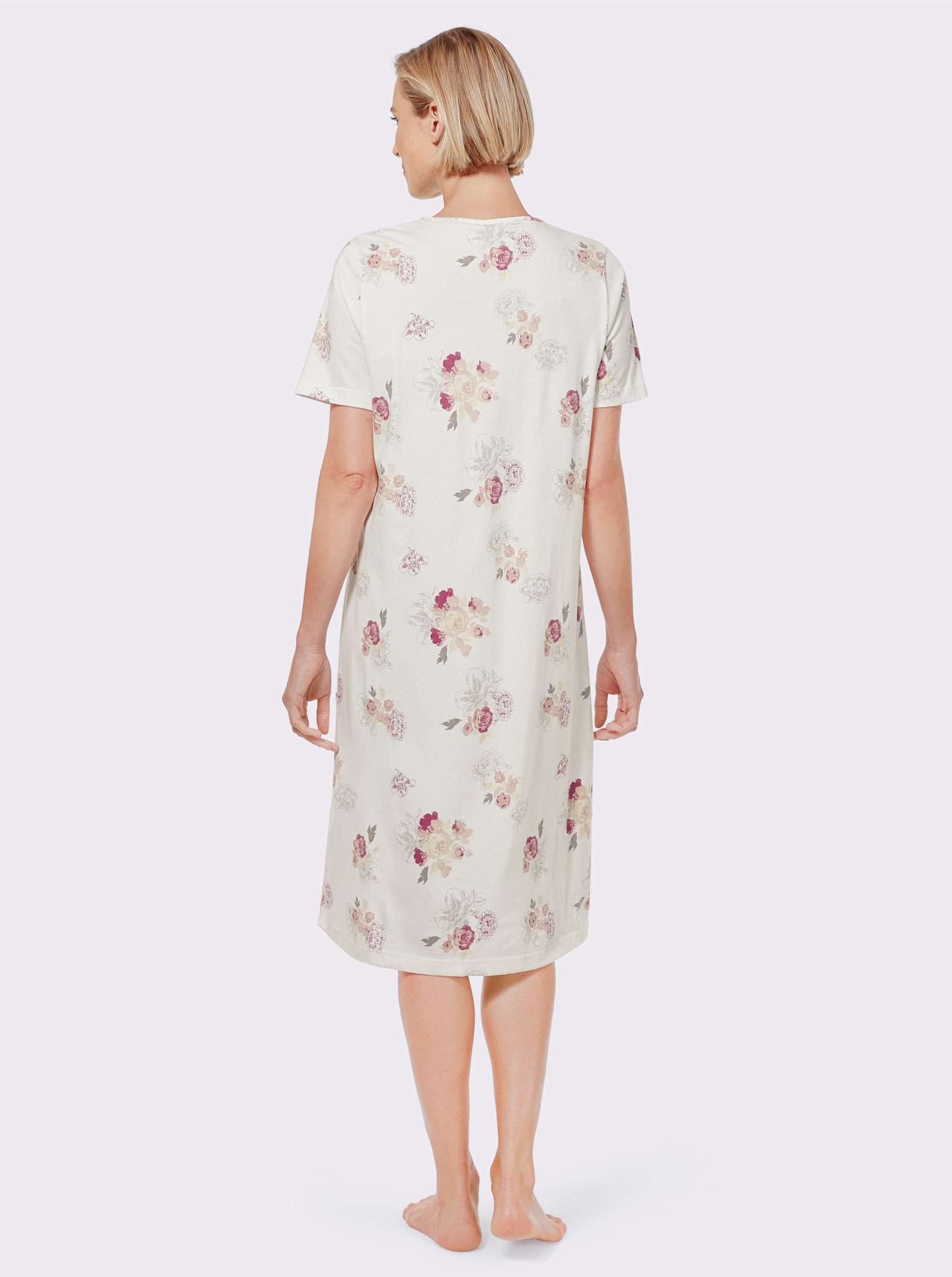 wäschepur Noční košile s řasením - šampaňská-potisk