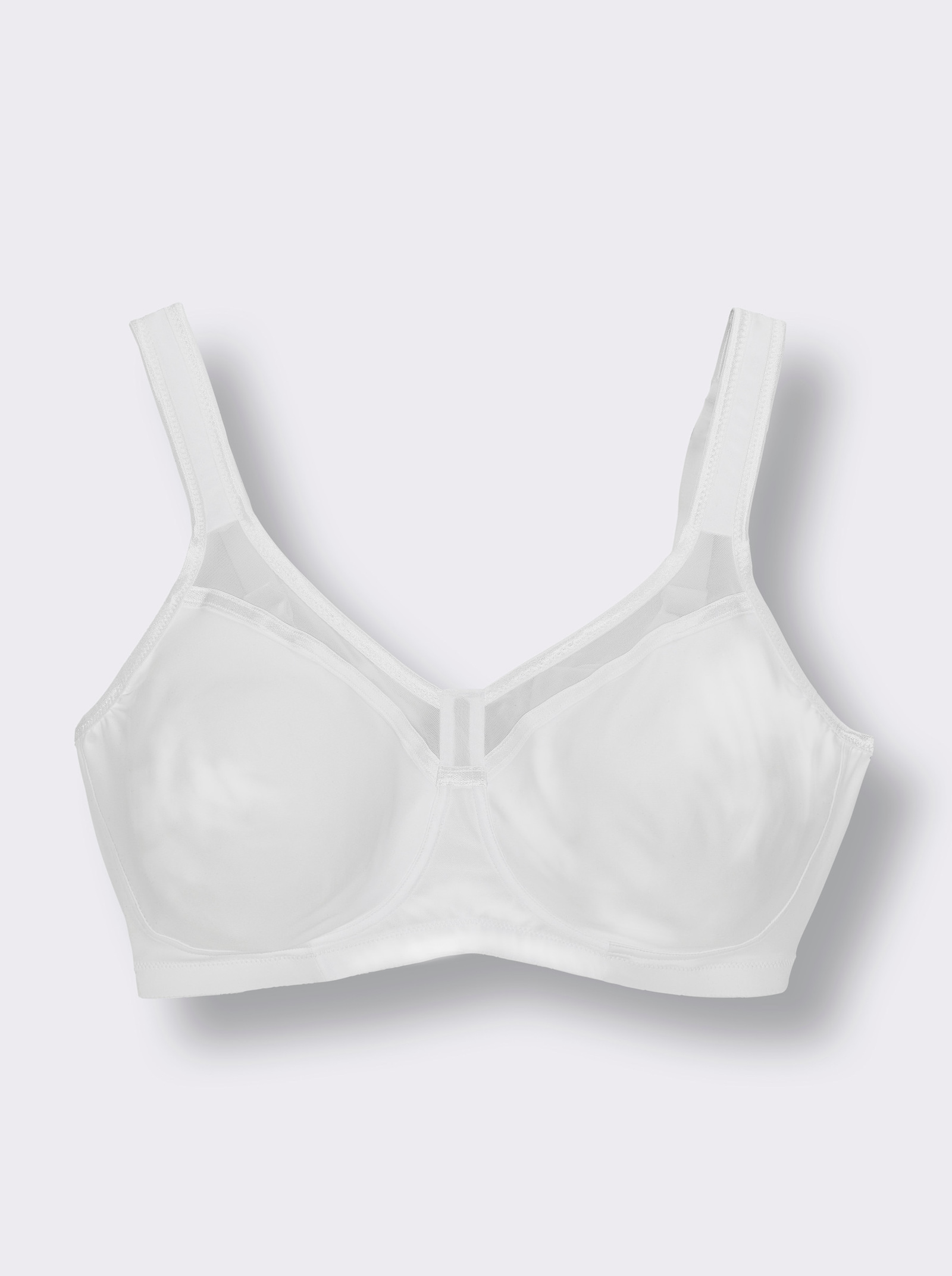 Miss Mary T-Shirt-BH ohne Bügel mit Mesh-Einsatz - weiß