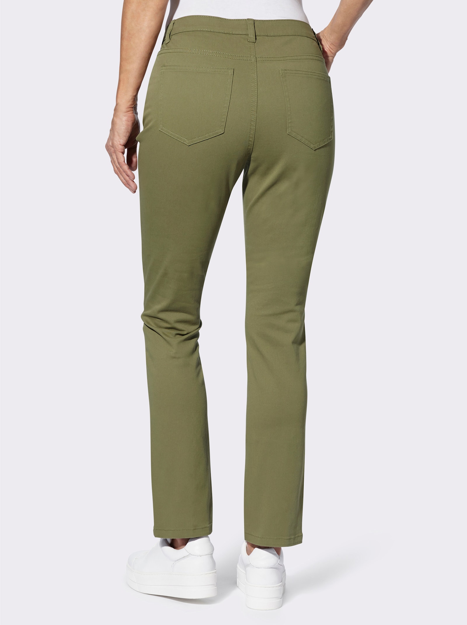 5-pocketjeans met siernaden - kaki