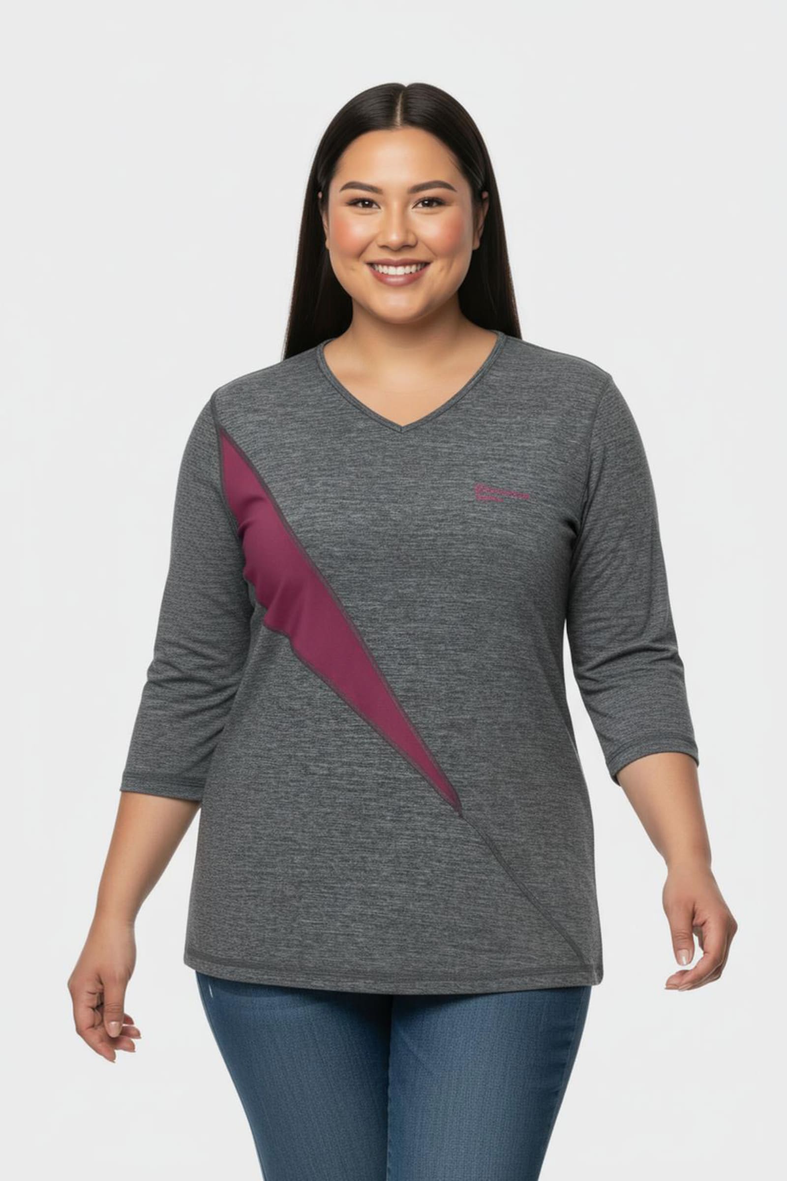 Catamaran Sports Funktionsshirt schnelltrocknend - grau-meliert-pink