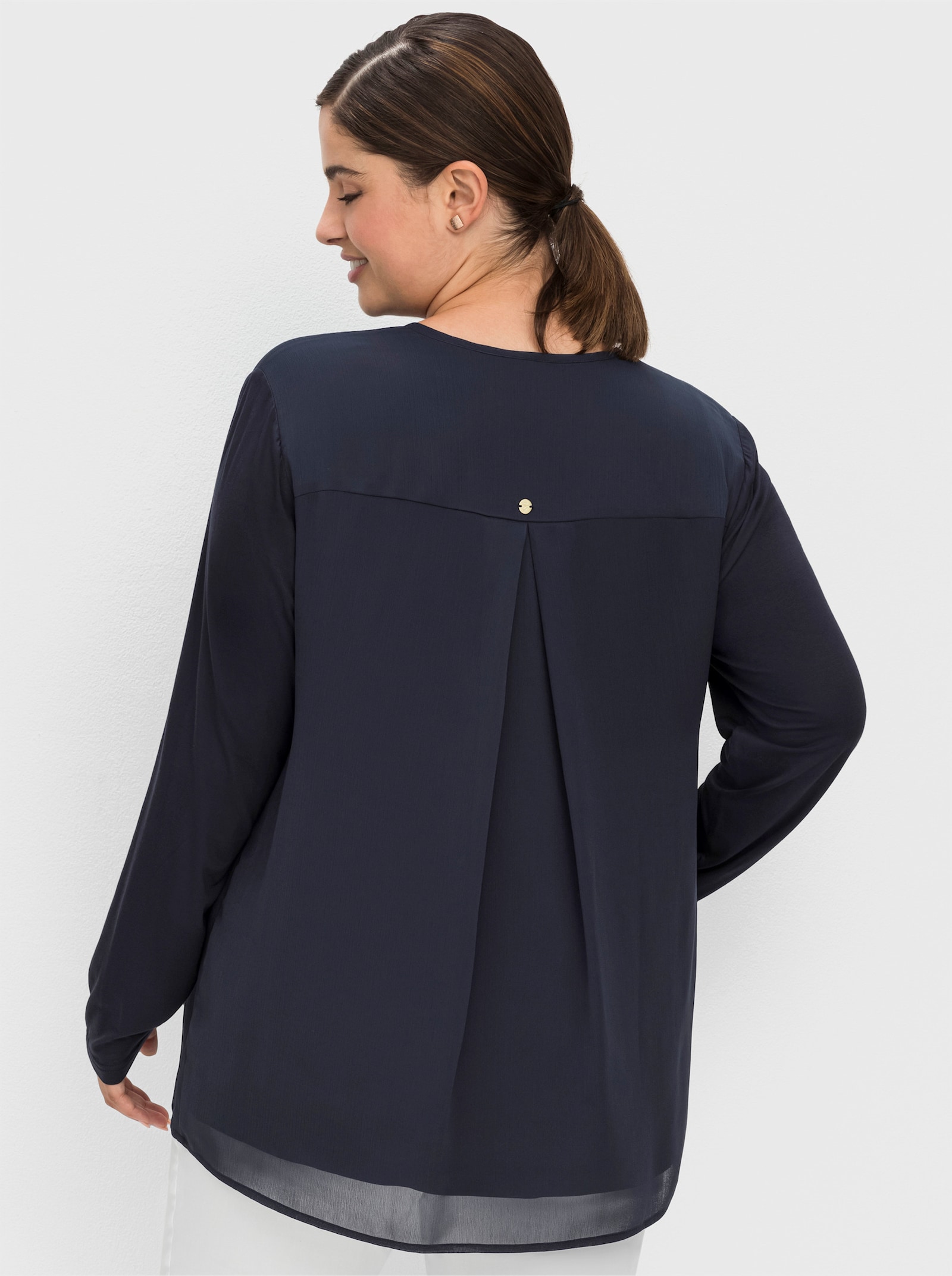 sheego Tunika mit tiefem V-Schlitz - nachtblau