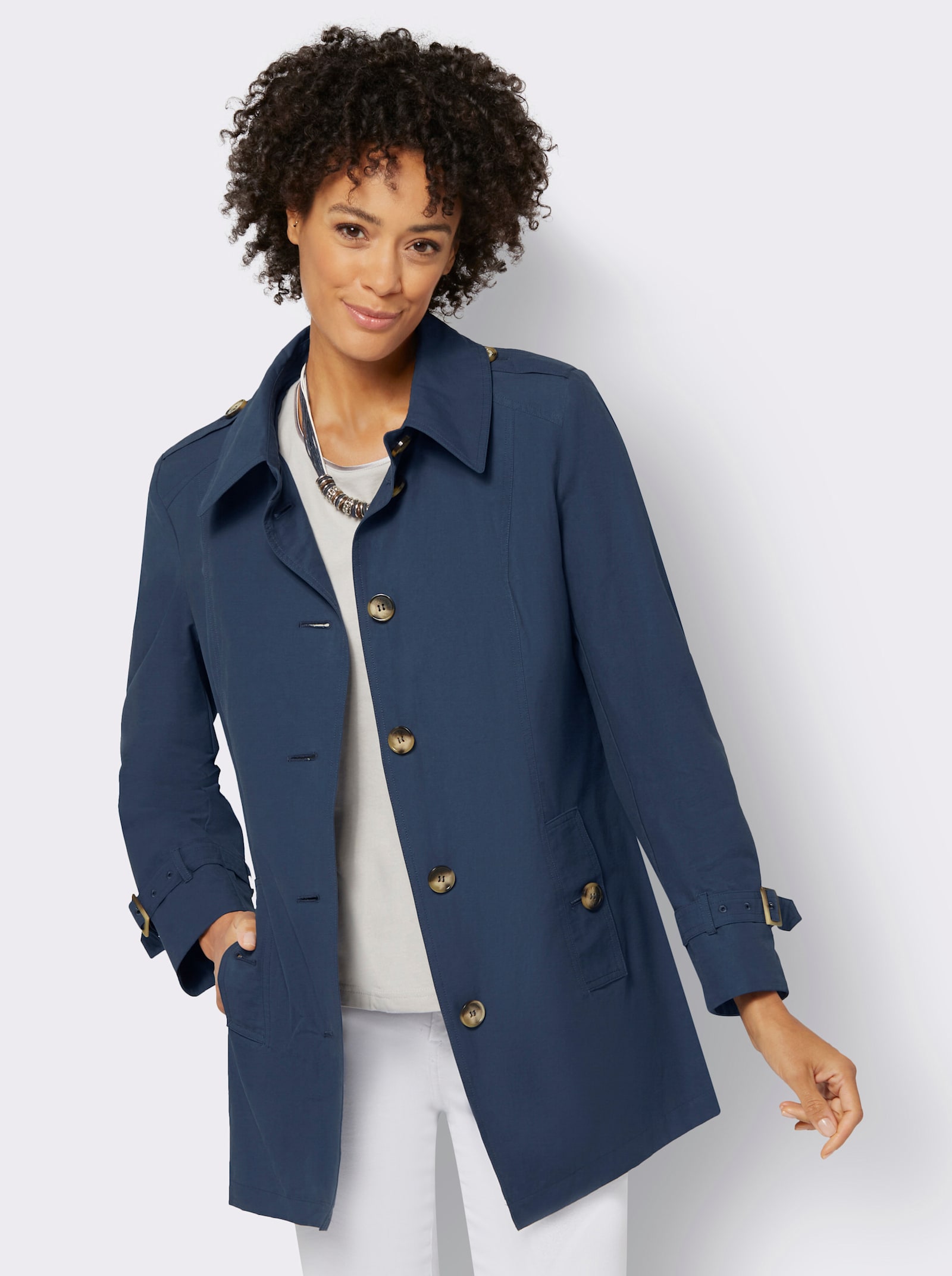Trenchcoat mit Schlitz hinten - dunkelblau