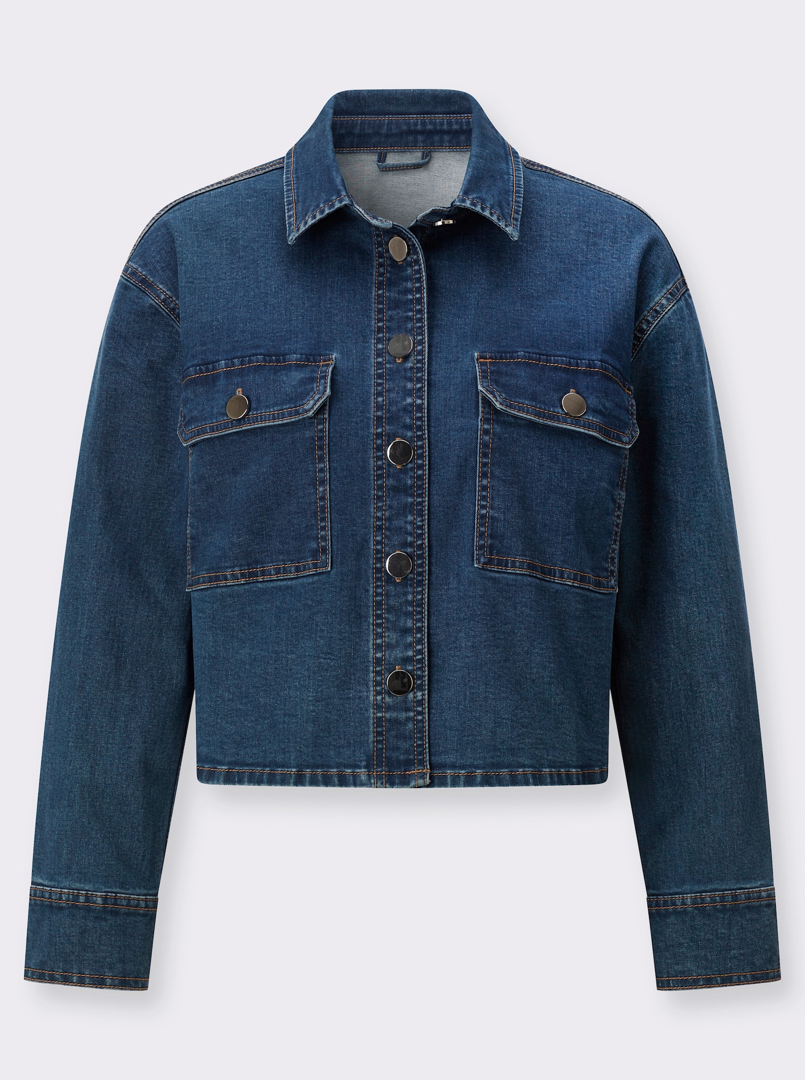 Jeansbluse im Oversized-Schnitt - blue-stone-washed