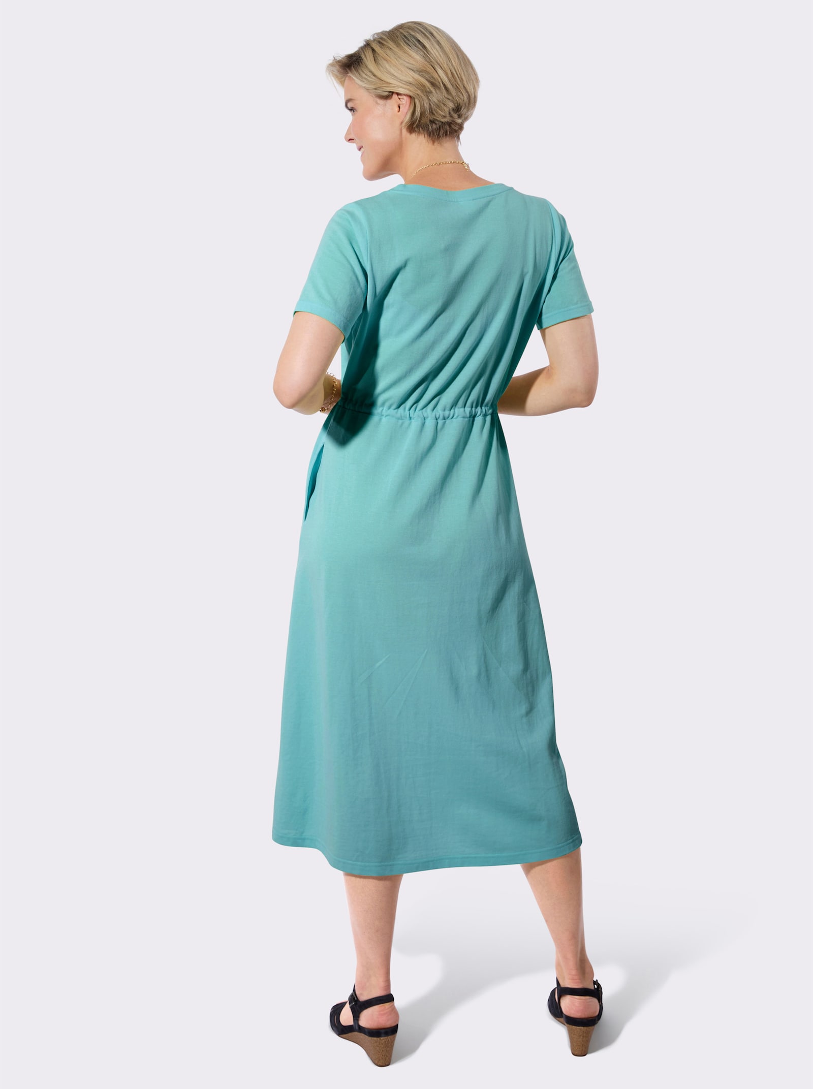 Sommerkleid mit gekräuselte Ausschnitt - ozean