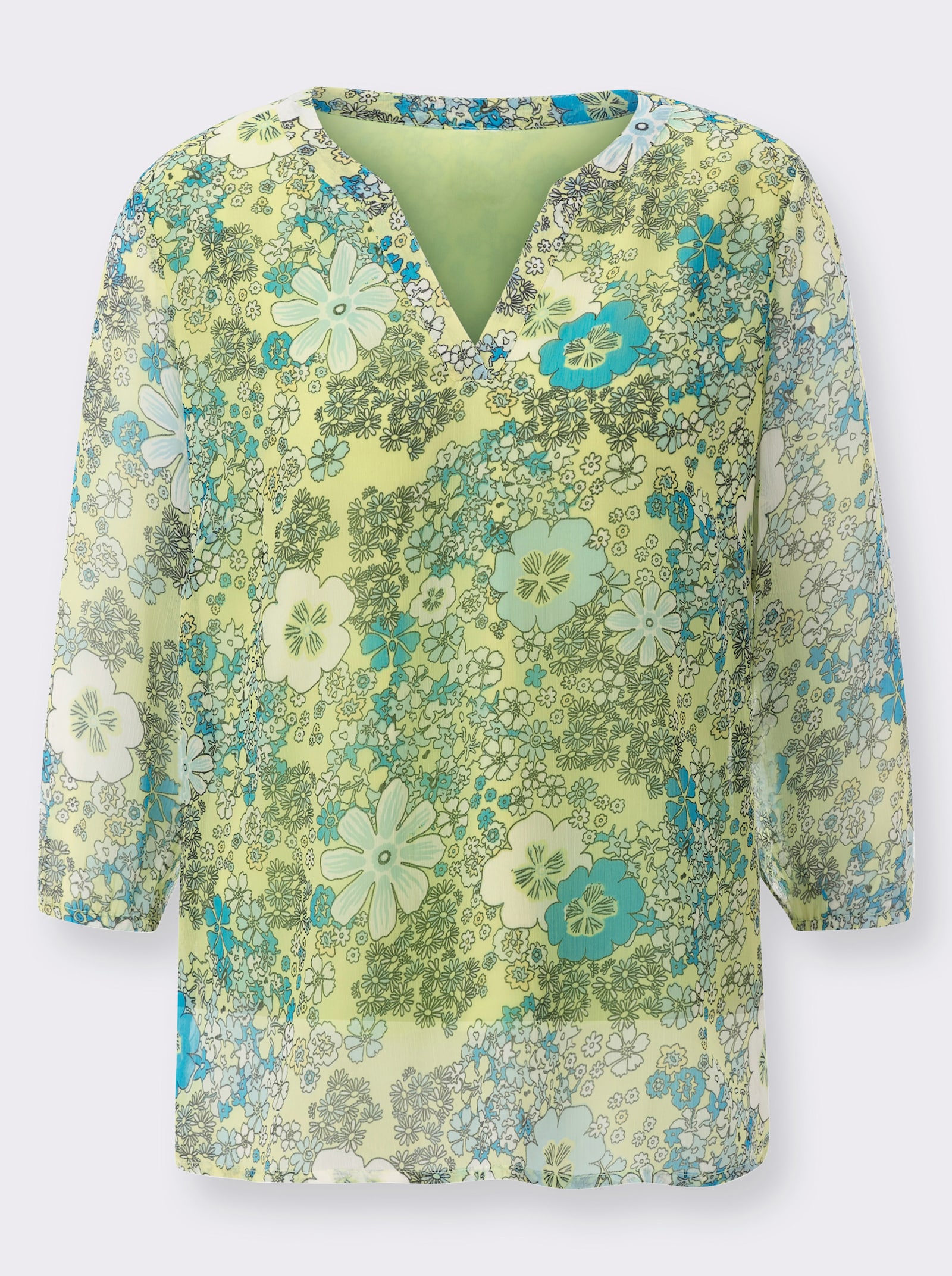 Schlupfbluse im Blumenmuster - pistazie-mint-bedruckt