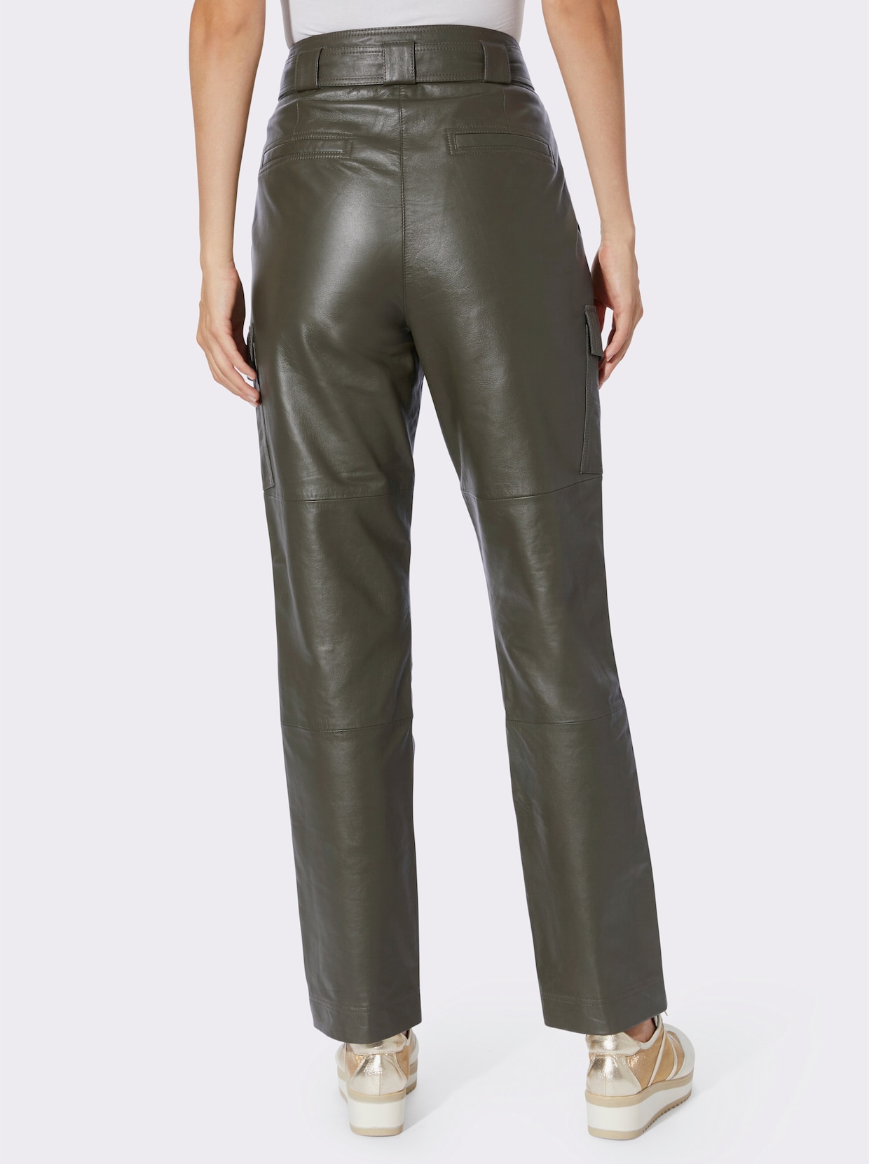 heine Pantalon en cuir - kaki