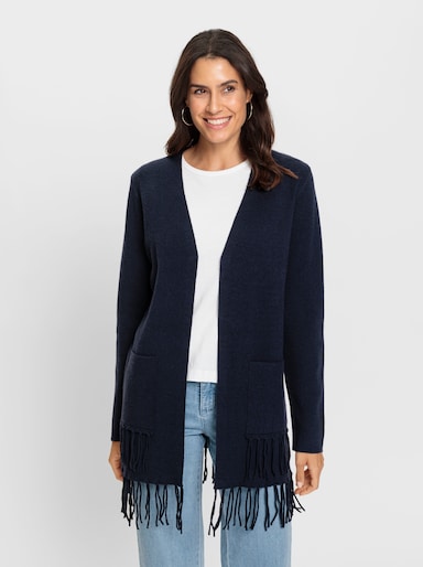 Strickjacke mit Fransen - marine