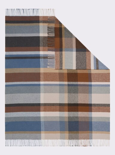 Biederlack Wohndecke - kalkmint-beige-kariert