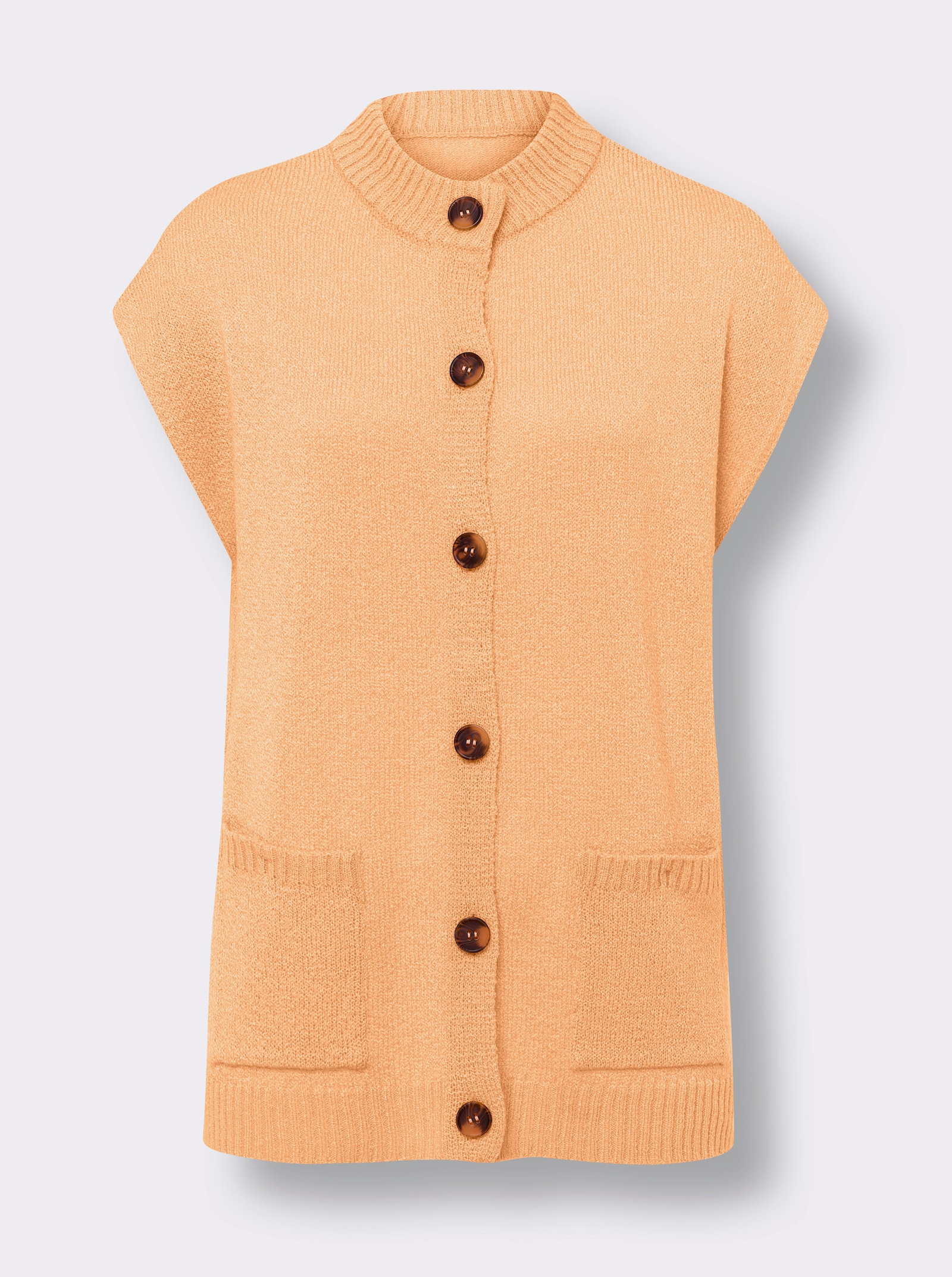 Pletená vesta z úpletu z buklé - meruňková