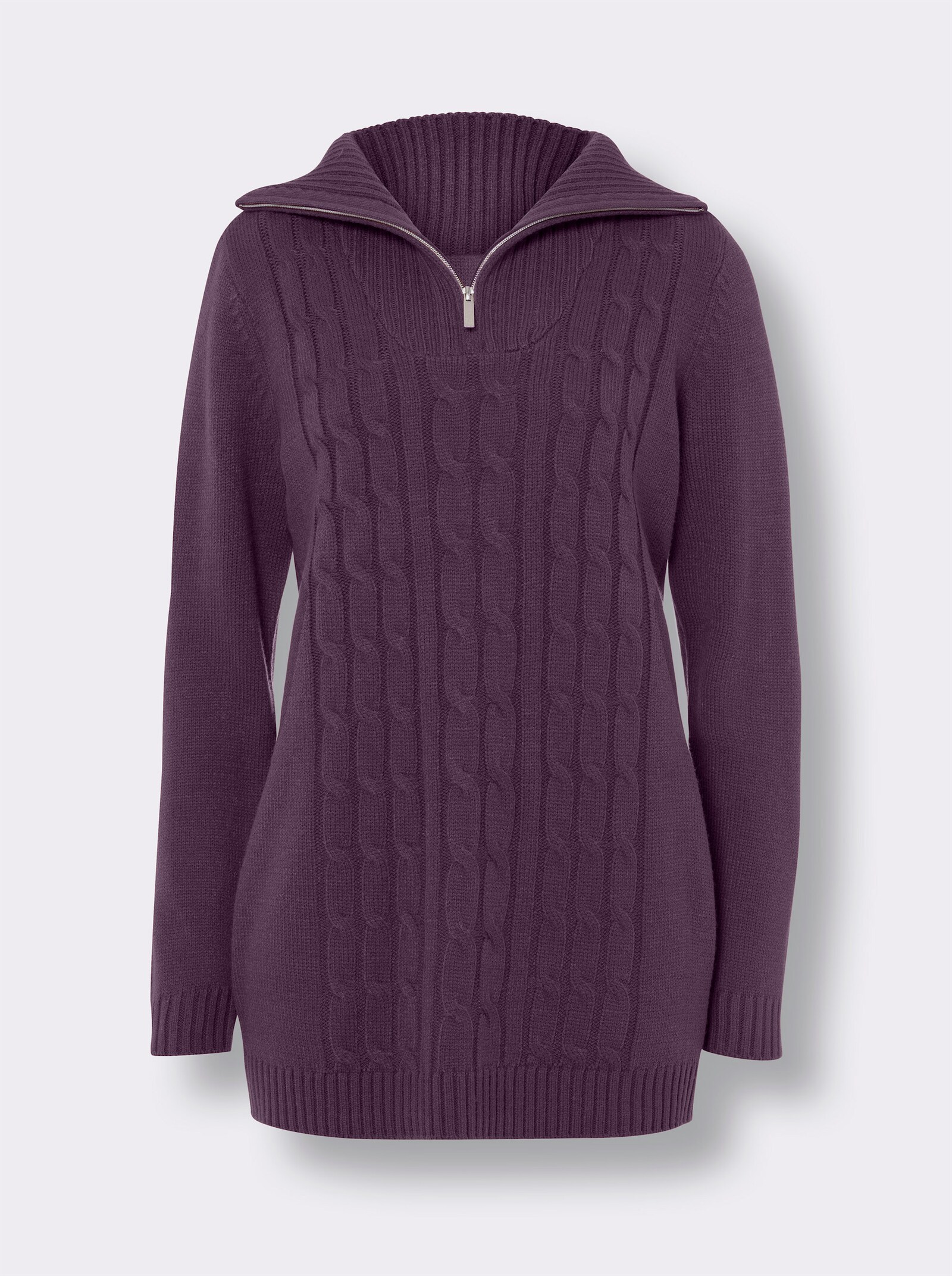 Longpullover mit Troyerkragen, pflegeleicht - traube