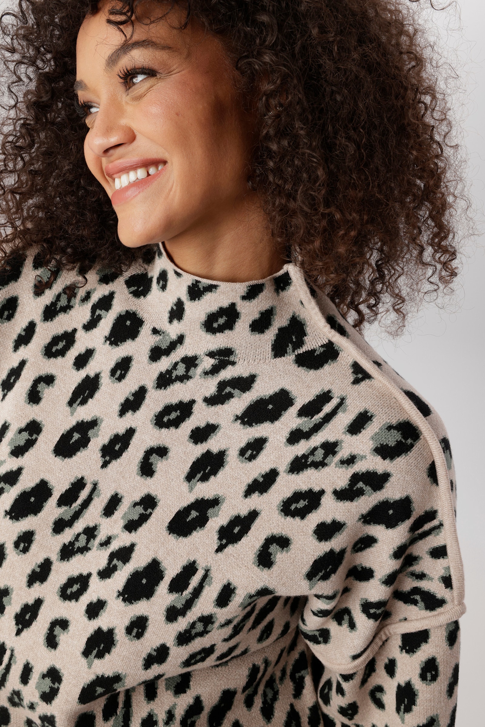 Aniston PLUS Strickpullover - beige-grün-schwarz