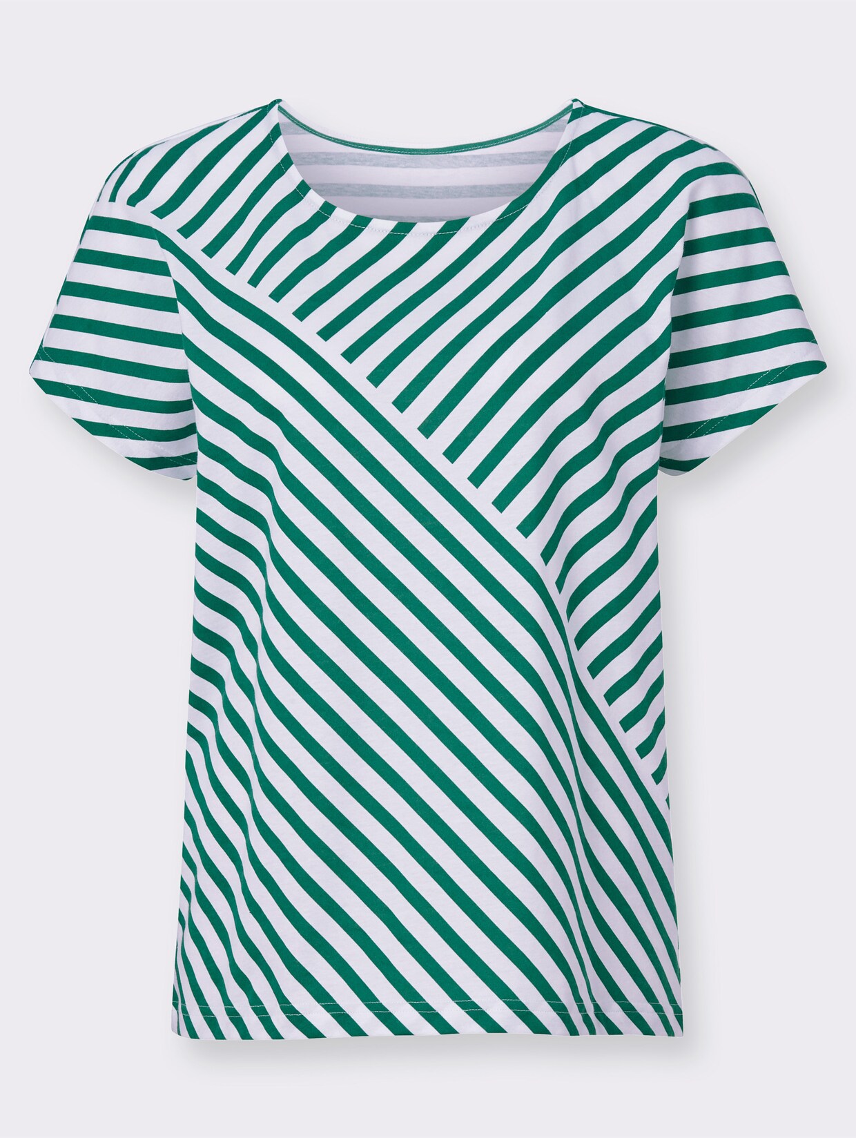 Shirt met korte mouwen - groen/wit gestreept