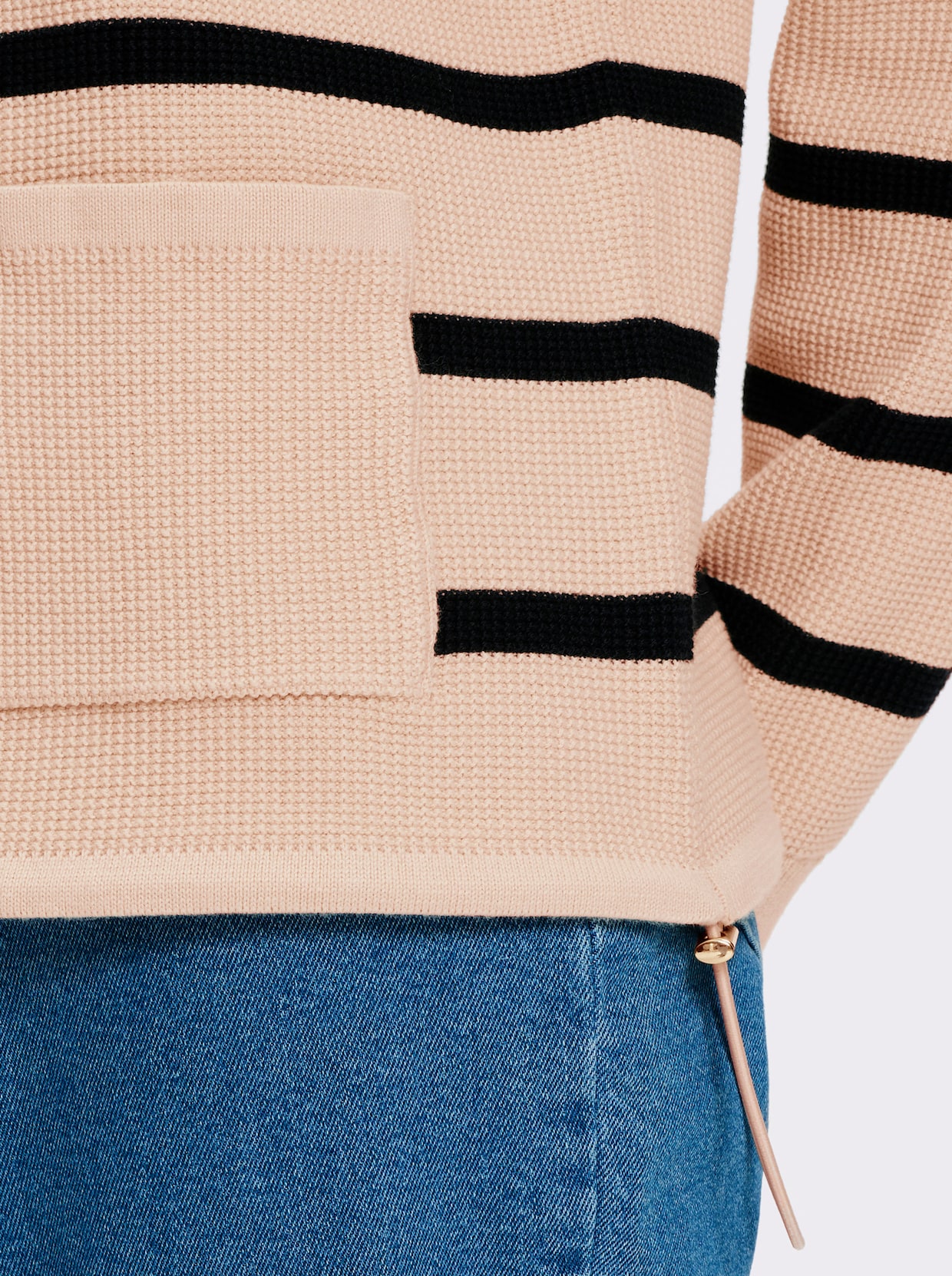 heine Strickpullover - sand-schwarz-gestreift