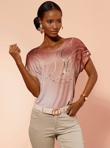 Shirt - ecru-papaya-bedruckt