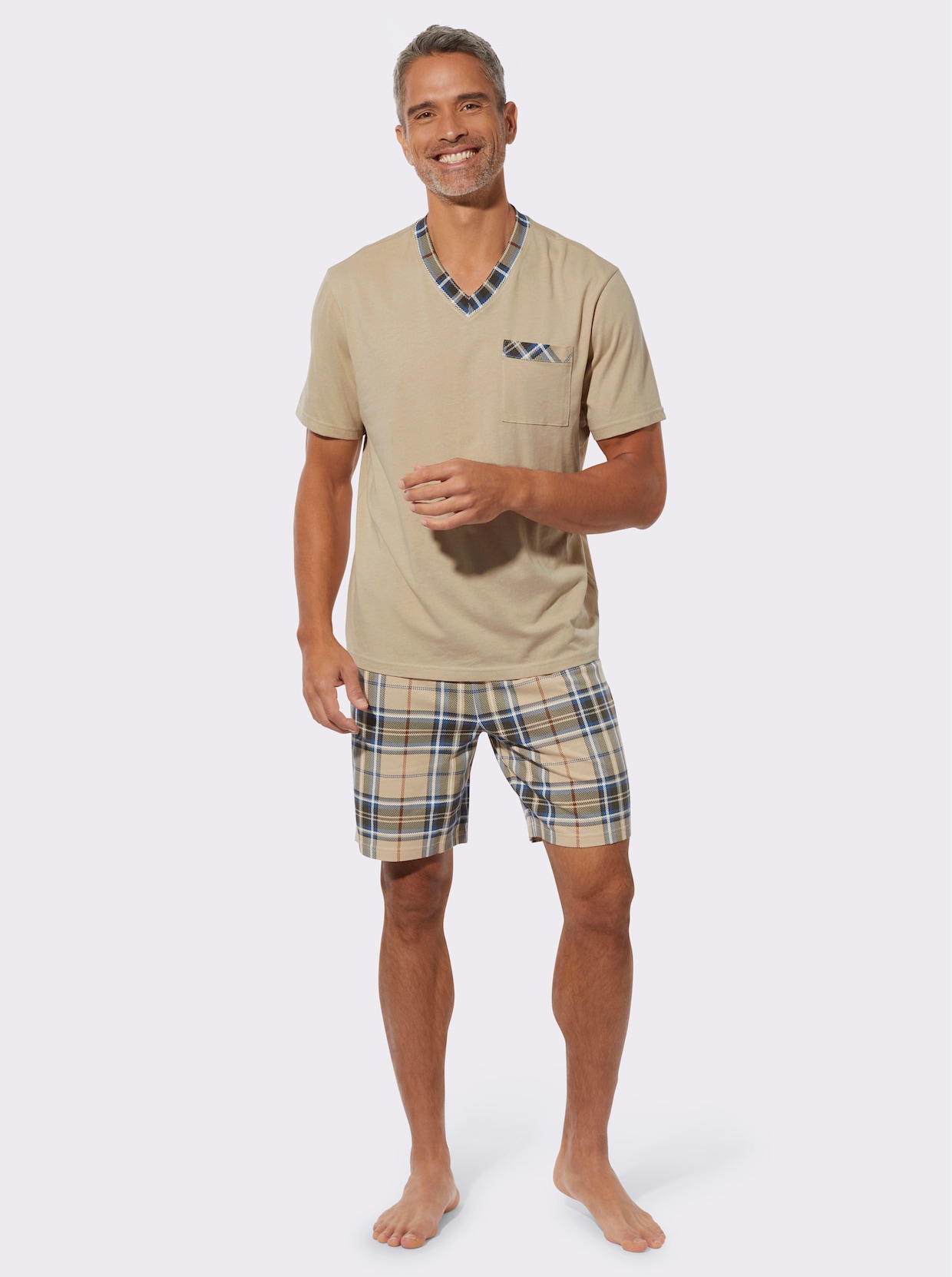 Shorty - beige-kariert