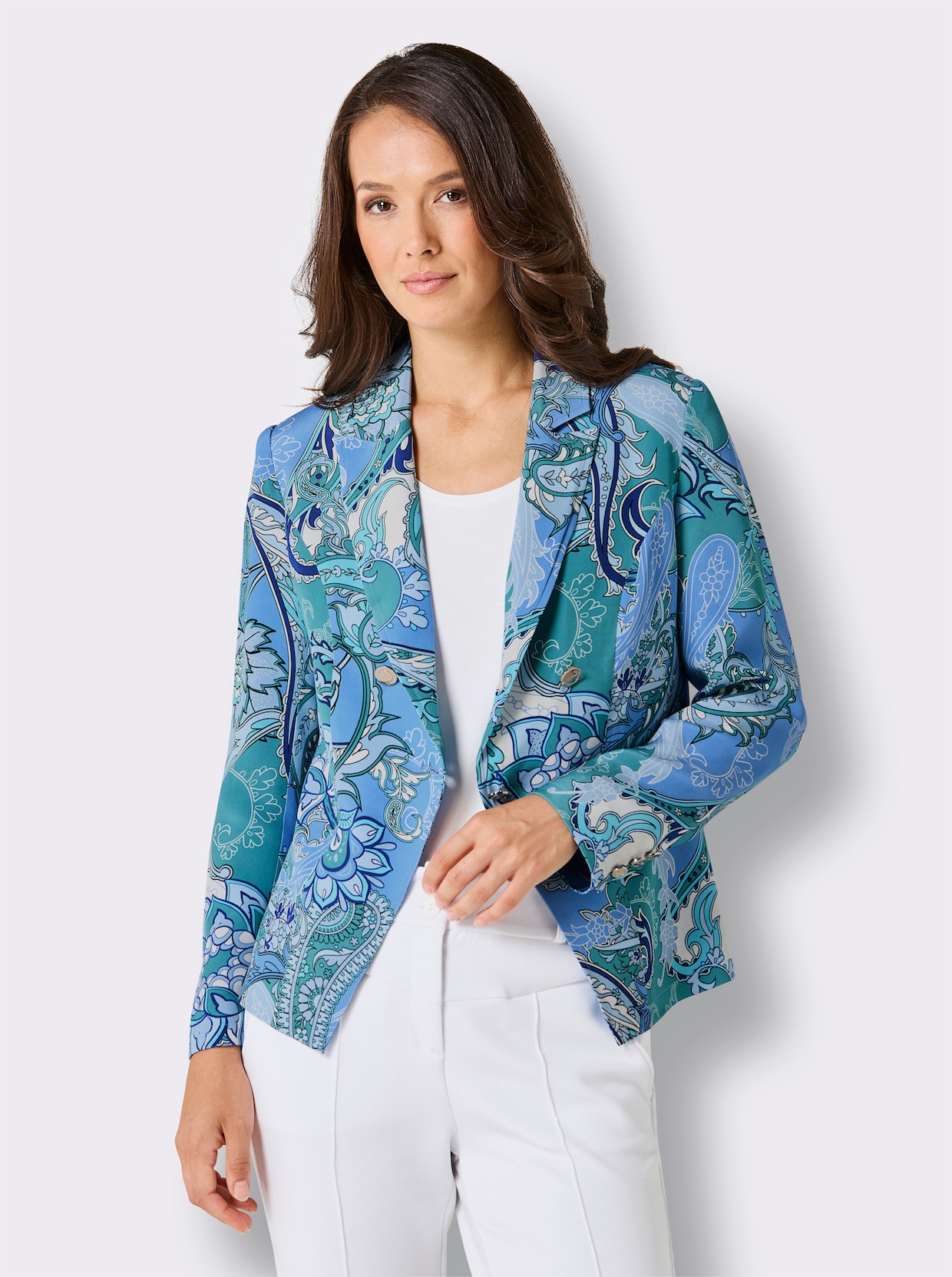 CREATION L PREMIUM Blazer - himmelblau-eisblau-bedruckt