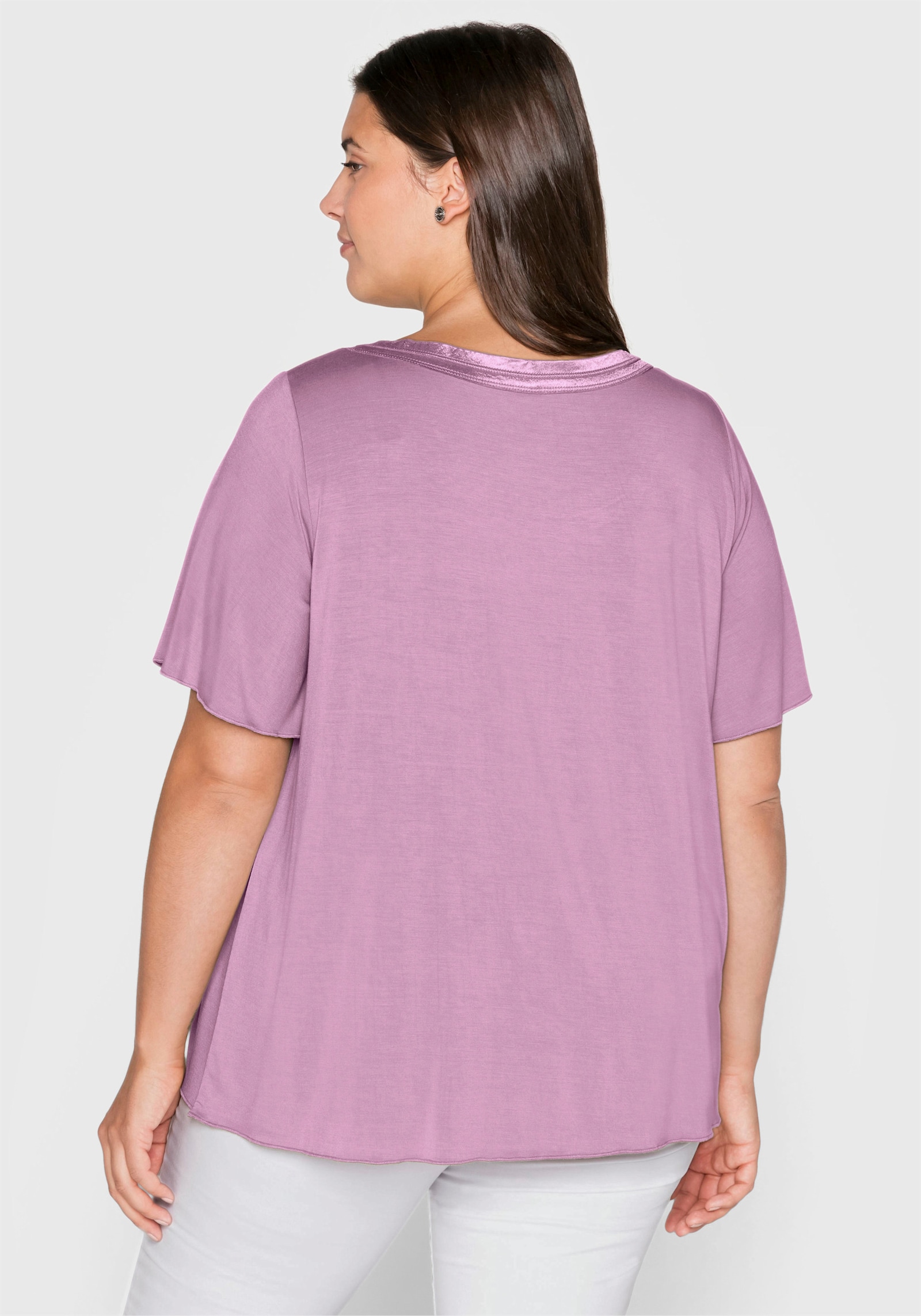 sheego Shirt mit Kellerfalte vorn - orchidee