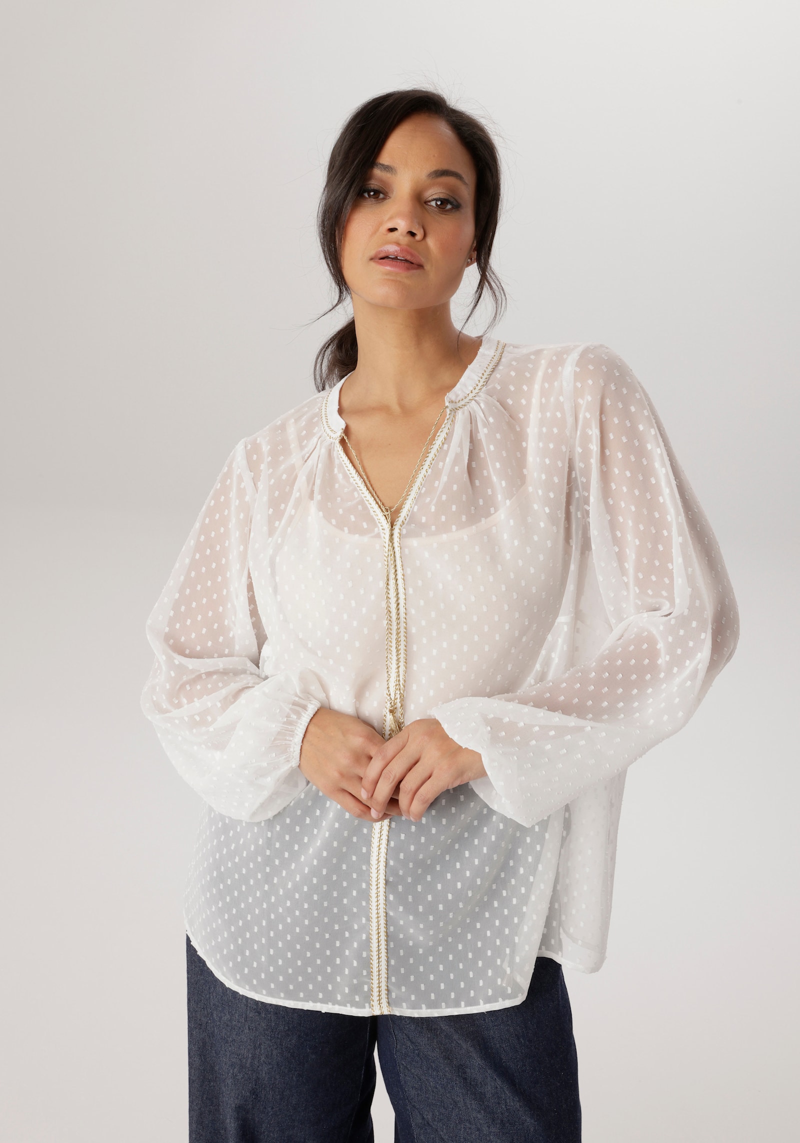 Aniston PLUS Schlupfbluse - weiß