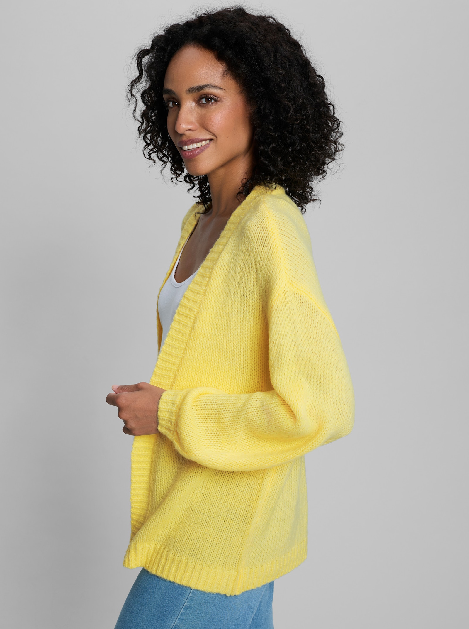 heine Strickjacke aus Flauschgarn - zitrone
