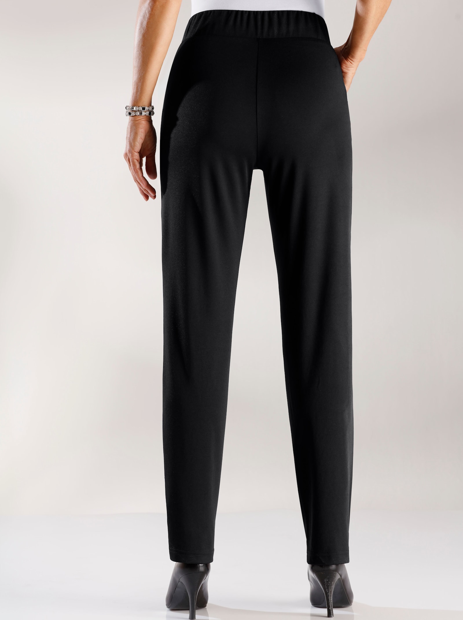 Schlupfhose mit Ziersteinchen - schwarz