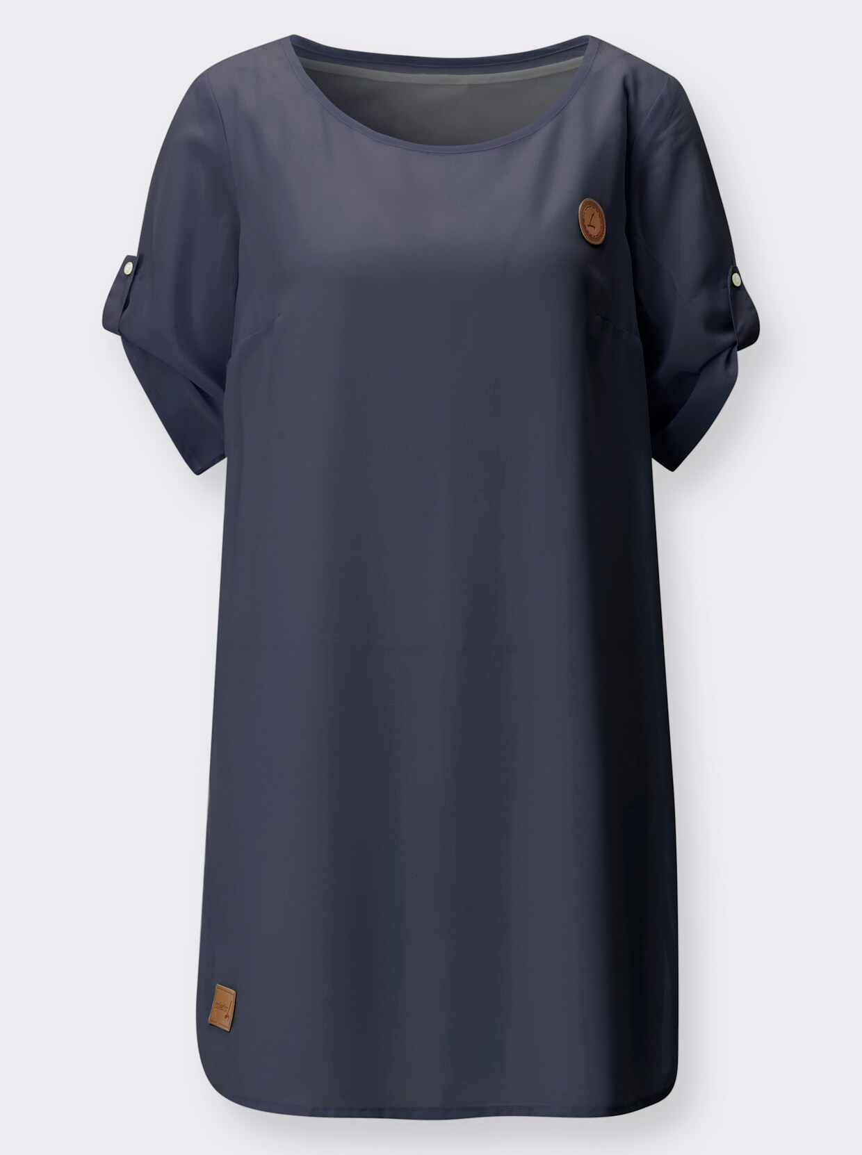 Webkleid - marine-ecru