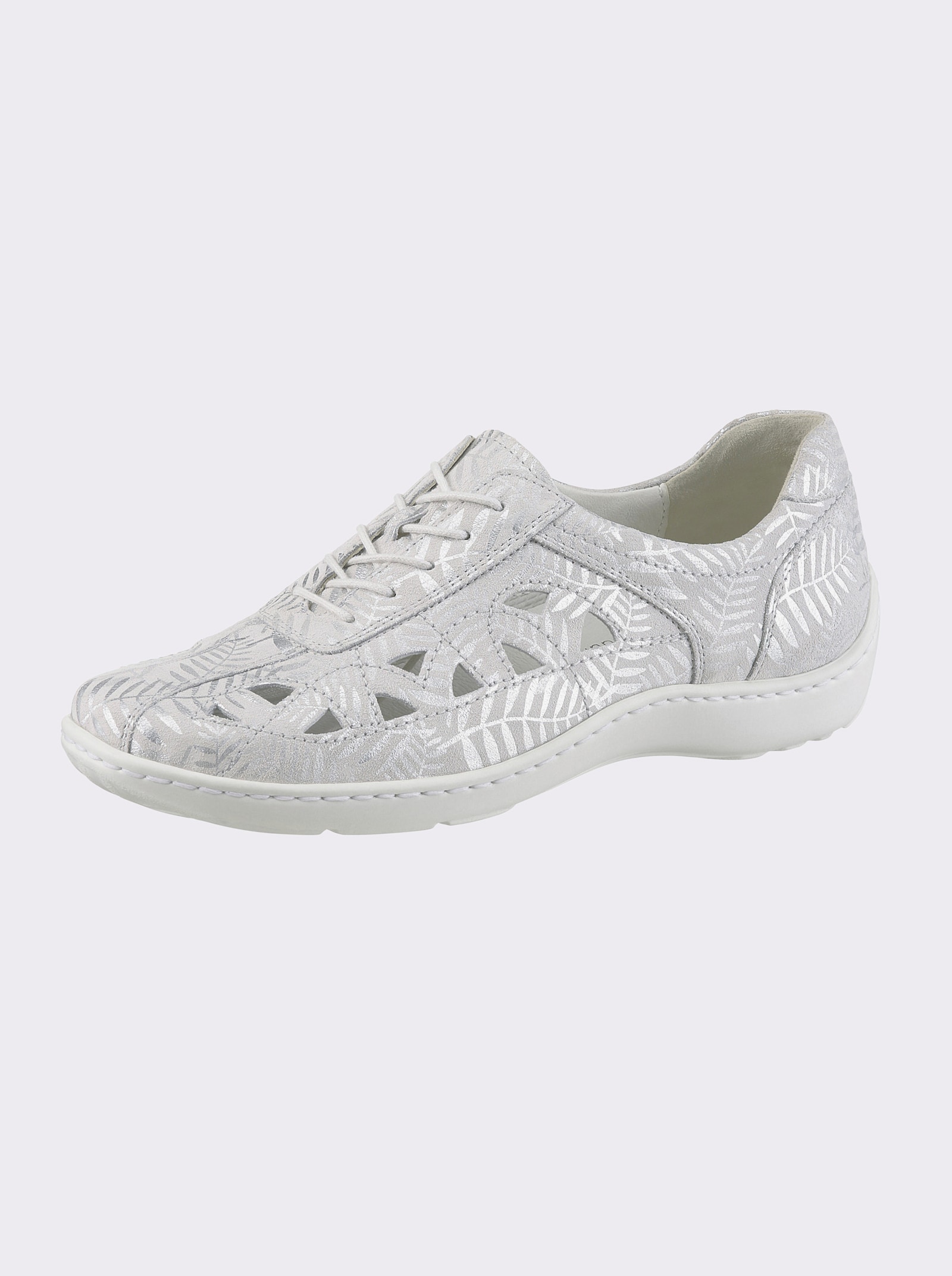 Waldläufer Chaussures à lacets avec motif brillant - gris clair-couleur argent